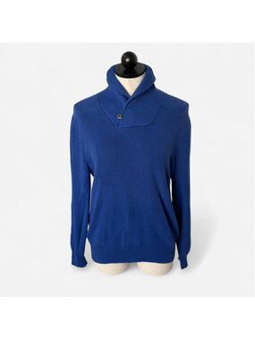 Club Monaco Blue Knit Cotton & Cashmere Blend Cowl Neck Sweater - Size M